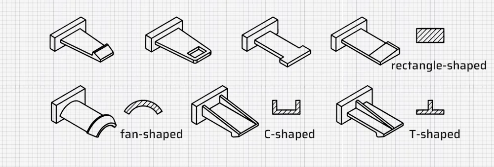 Common shapes and cross-sections of cantilever