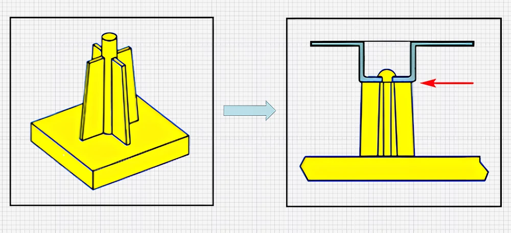 Design Method for Rivet Column Positioned High Above the Base Surface