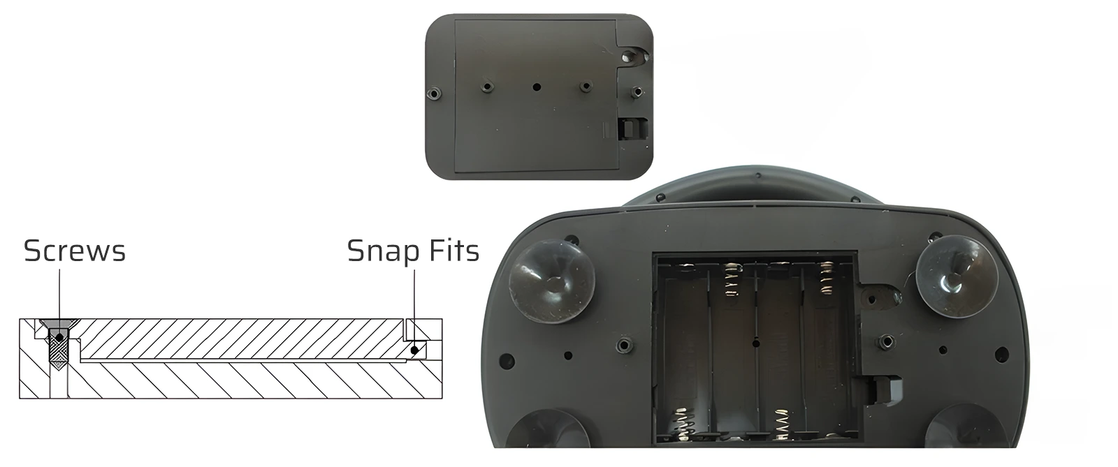 Snap Fit and Screw type connection