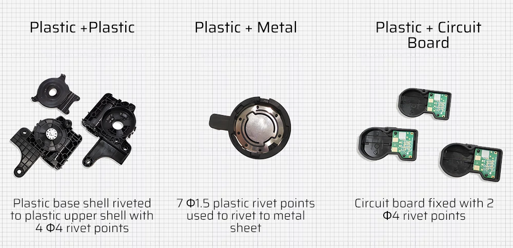 The materials are connected using riveting