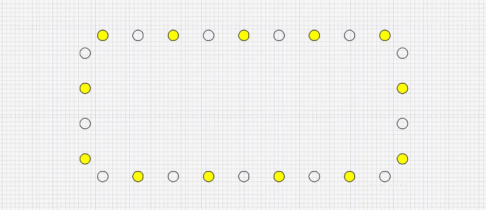 double the number of rivet columns and holes